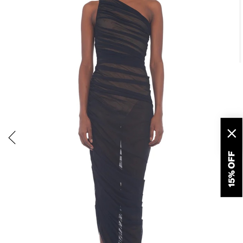 Norma Kamali Diana Gown in Black Mesh